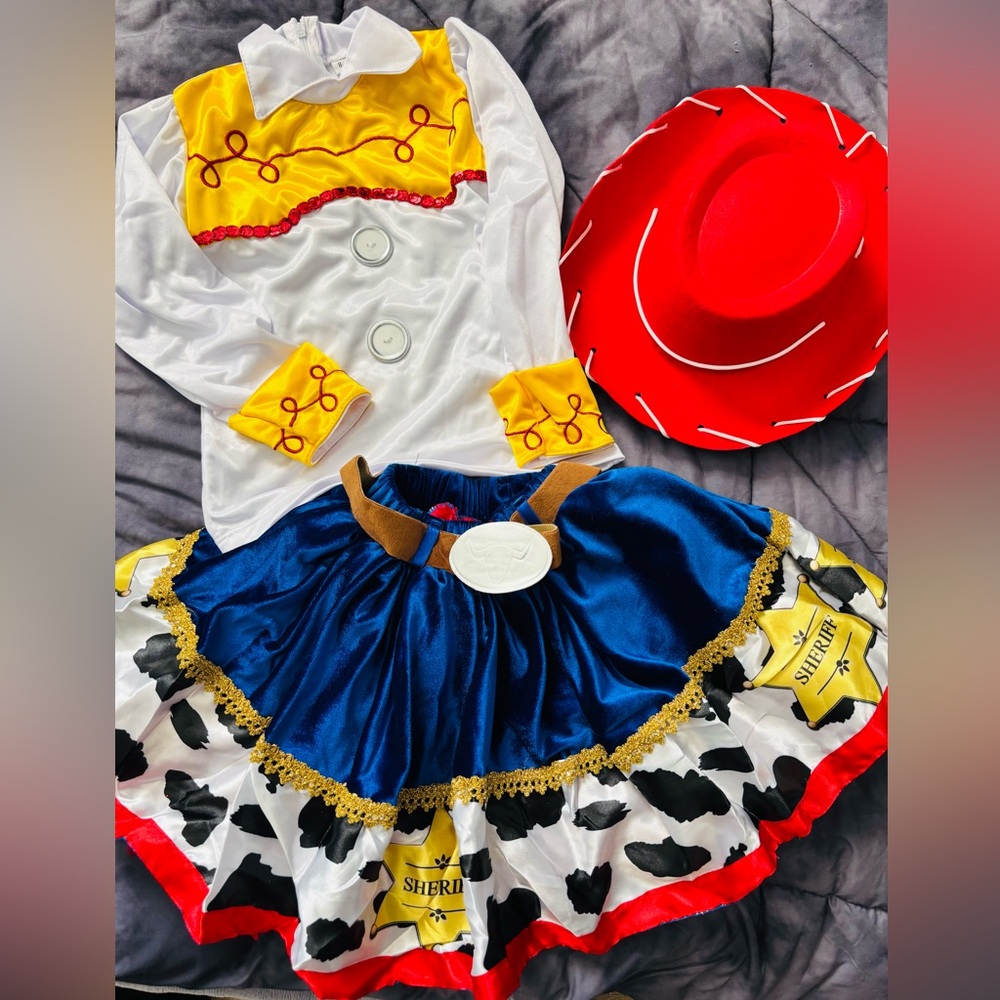 Cowgirl Costume Set with Hat - White, Yellow, Blue